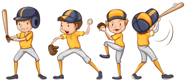 Players of the yellow team — Stock Vector
