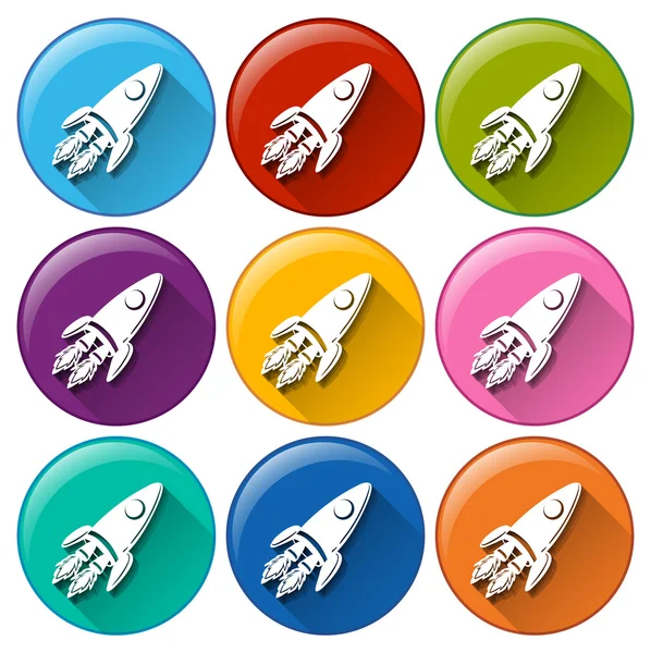 Buttons with rockets — Stock Vector