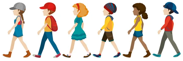 Adolescentes sin rostro caminando — Vector de stock