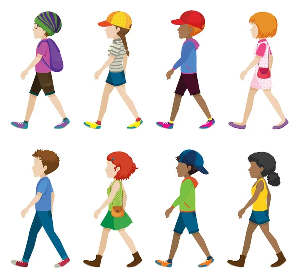 Fashionable teenagers walking — Stock Vector