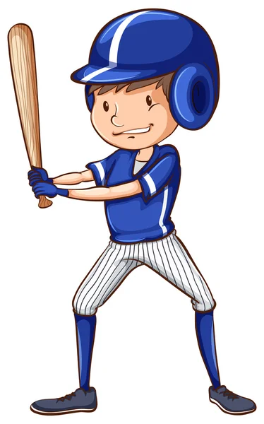 Ein Baseballspieler mit blauer Uniform — Stockvektor