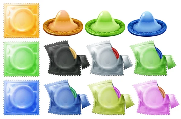 A collection of condoms — Stock Vector