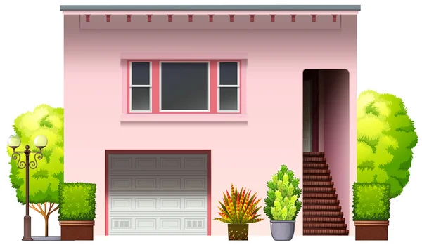 Een modern roze huis — Stockvector