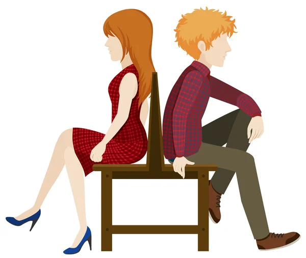 Faceless couple sitting back to back — Stock Vector