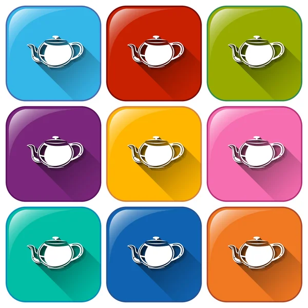 Buttons with teapots — Stock Vector