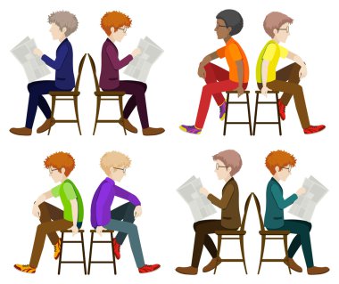 Faceless men sitting down clipart