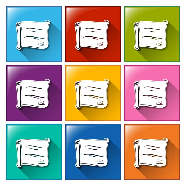 Boutons carrés colorés avec certificats — Image vectorielle