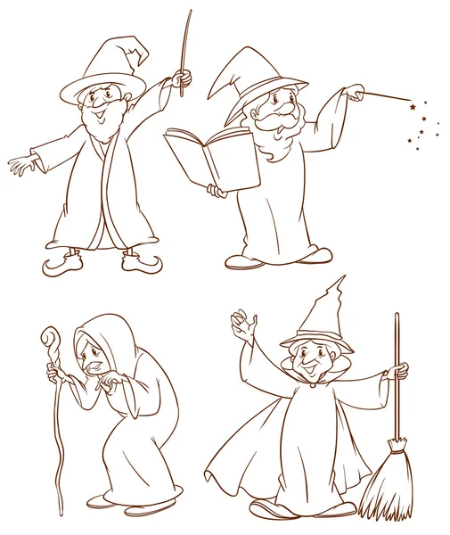 Vier wizards — Stockvector