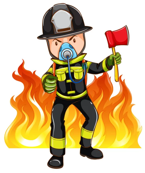 Un bombero valiente — Vector de stock