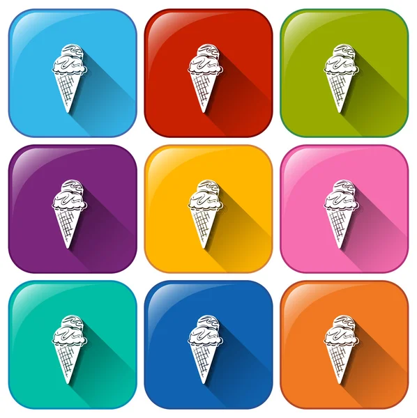 Botones con conos de helado — Archivo Imágenes Vectoriales