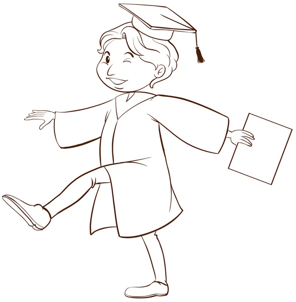 Un dibujo de una persona graduándose — Vector de stock