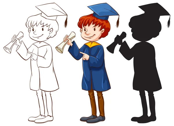 Un chico graduándose — Vector de stock