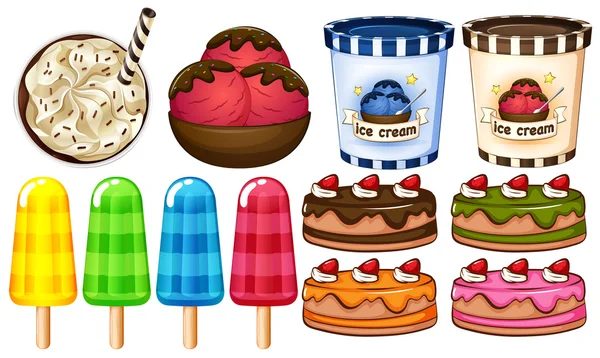Un groupe de desserts — Image vectorielle