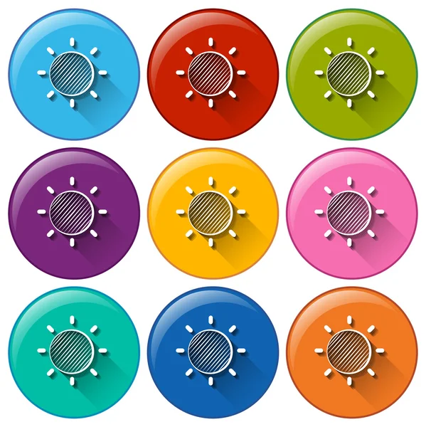 Cercle boutons avec un temps ensoleillé — Image vectorielle