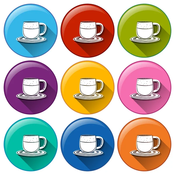 Circle buttons with cups — Stock Vector