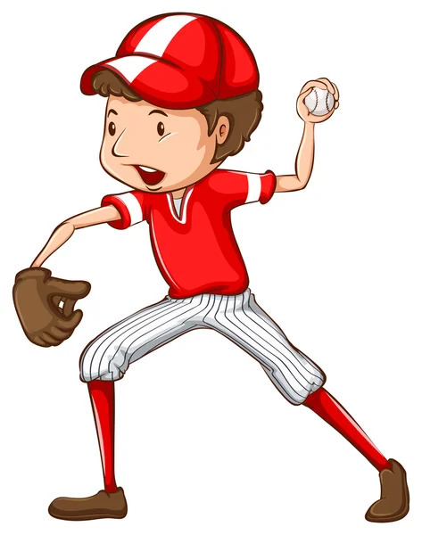 Un giovane giocatore di baseball — Vettoriale Stock