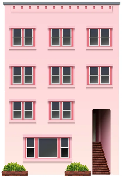 En hög rosa byggnad — Stock vektor