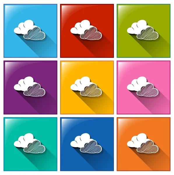 Botones con nubes — Vector de stock