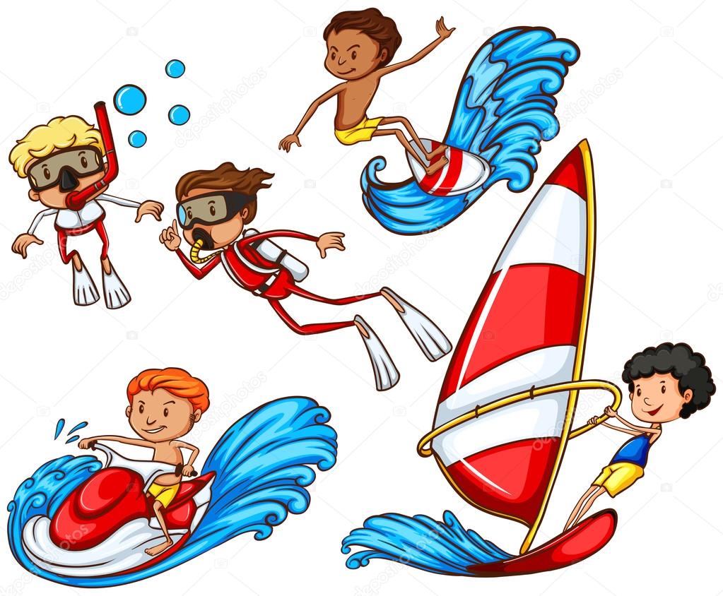 A group of people doing watersports