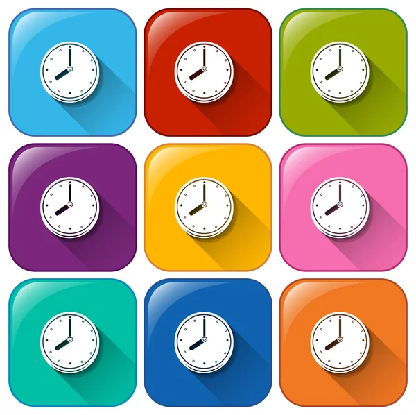 Buttons with clocks — Stock Vector