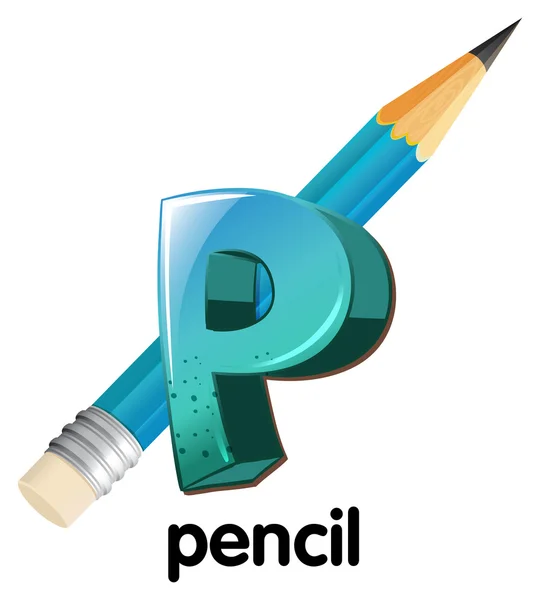 Een letter P voor pencil — Stockvector