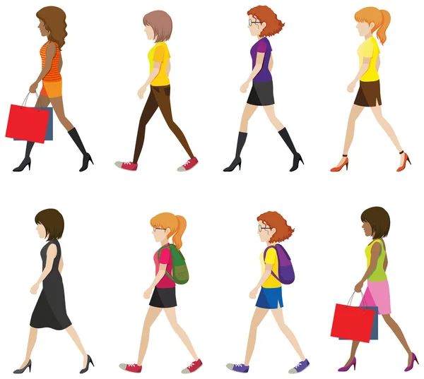 Faceless ladies walking — Stock Vector