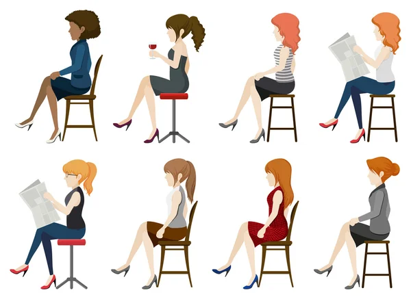 Faceless girls sitting down Stock Illustration