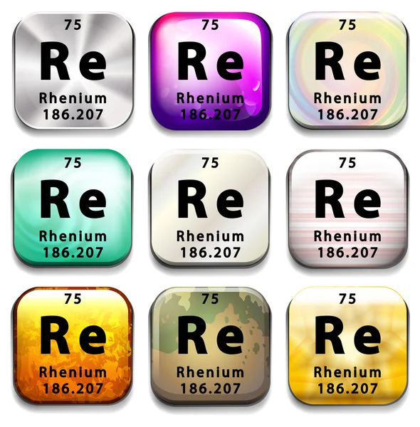 A periodic table showing Rhenium — Stock Vector