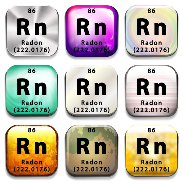 A periodic table showing Radon — Stock Vector