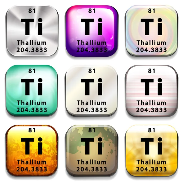 A periodic table showing Thallium — Stock Vector