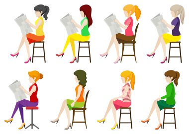 Faceless ladies sitting down clipart