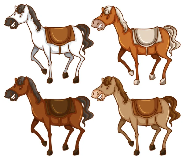 Quatro cavalos — Vetor de Stock