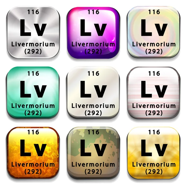 A periodic table button showing the Livermorium — Stock Vector