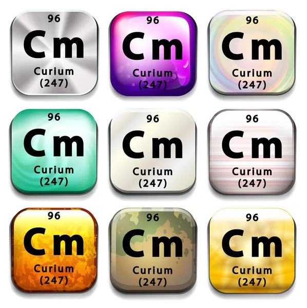 A periodic table button showing the Curium — Stock Vector