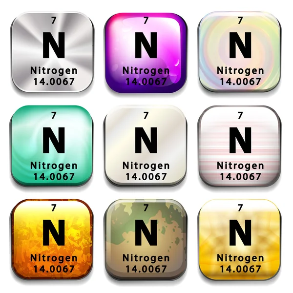 A periodic table button showing the Nitrogen — Stock Vector