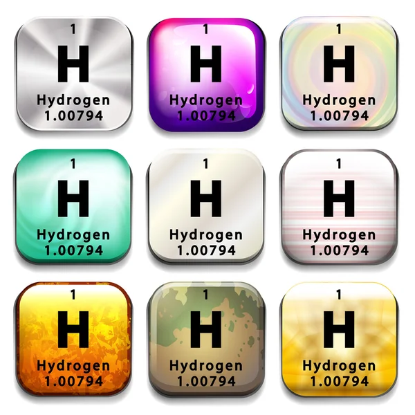 Um botão de tabela periódica mostrando o Hidrogênio — Vetor de Stock