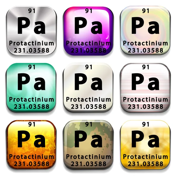 A periodic table button showing the Protactinium — Stock Vector