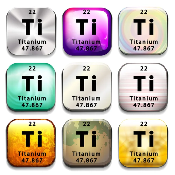 Un bouton de tableau périodique montrant le Titane — Image vectorielle