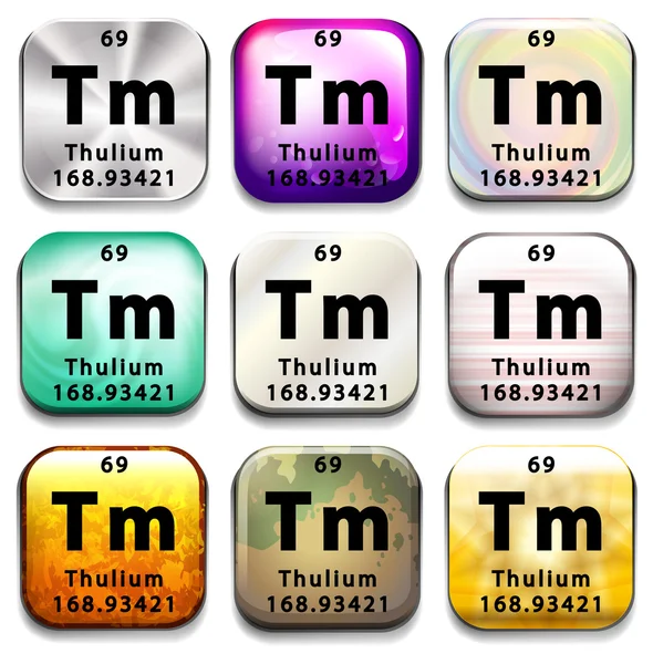 Periodická tabulka prvků tlačítko ukazující Thulium — Stockový vektor