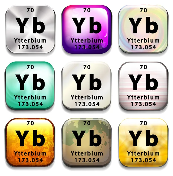 Um botão de tabela periódica mostrando o Ytterbium — Vetor de Stock