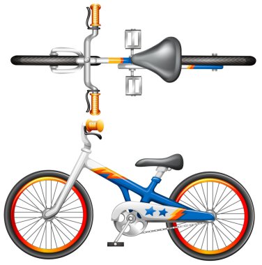 A top and side view of a bicycle clipart