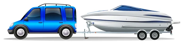 Bir minibüs ve bir tekne — Stok Vektör