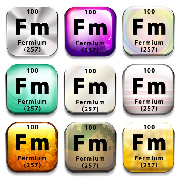 A periodic table button showing Fermium — Stock Vector