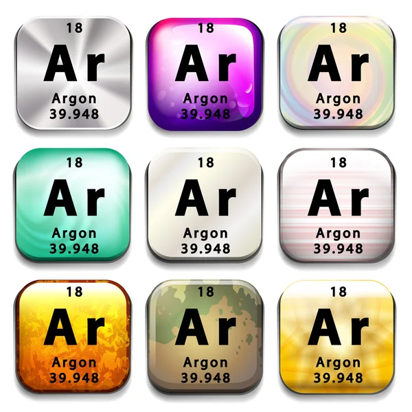 Schaltfläche Periodensystem mit Argon — Stockvektor