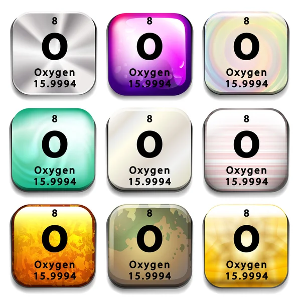 Botón de tabla periódica que muestra el oxígeno — Vector de stock
