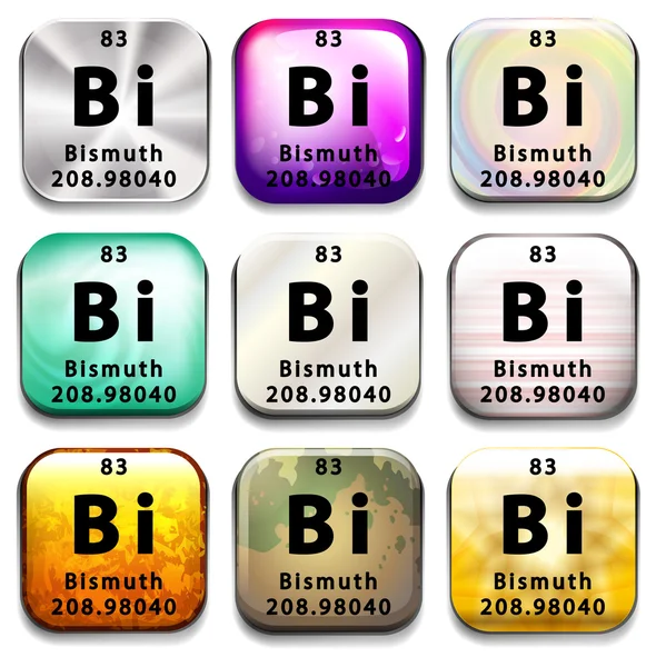 Um botão mostrando o elemento Bismuth — Vetor de Stock