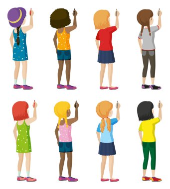 Bir grup kadın yüzü olmayan çocuk yazma