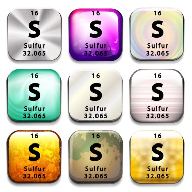 A button showing the element Sulfur clipart