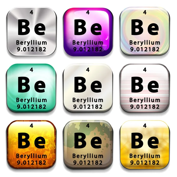 A button showing the element Beryllium — Stock Vector