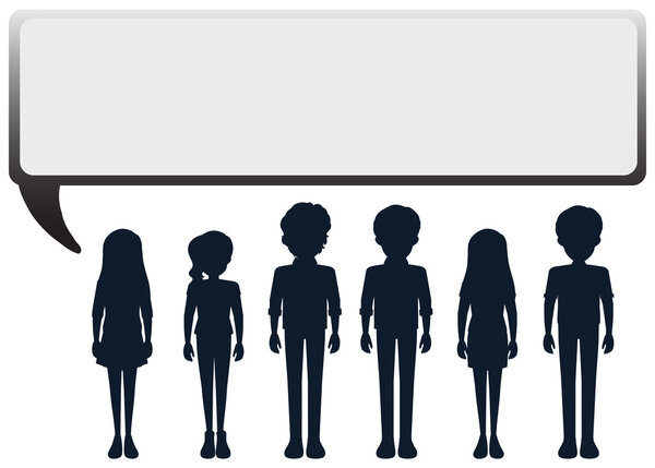 A group of people with an empty callouts